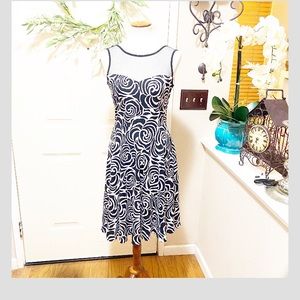 Frank Lyman Design Navy & White Sheer Top Dress